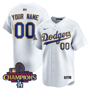Custom GenderName Los Angeles Dodgers Gold 2025 Jersey - All Stitched White