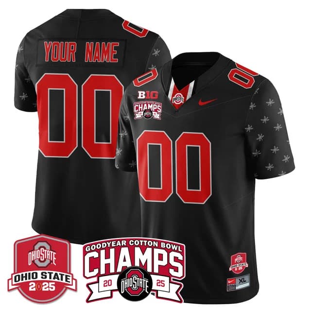 Custom GenderName Ohio State Buckeyes 2024 Cotton Bowl Champions Gold Jersey N5 - All Stitched Black Limited 1