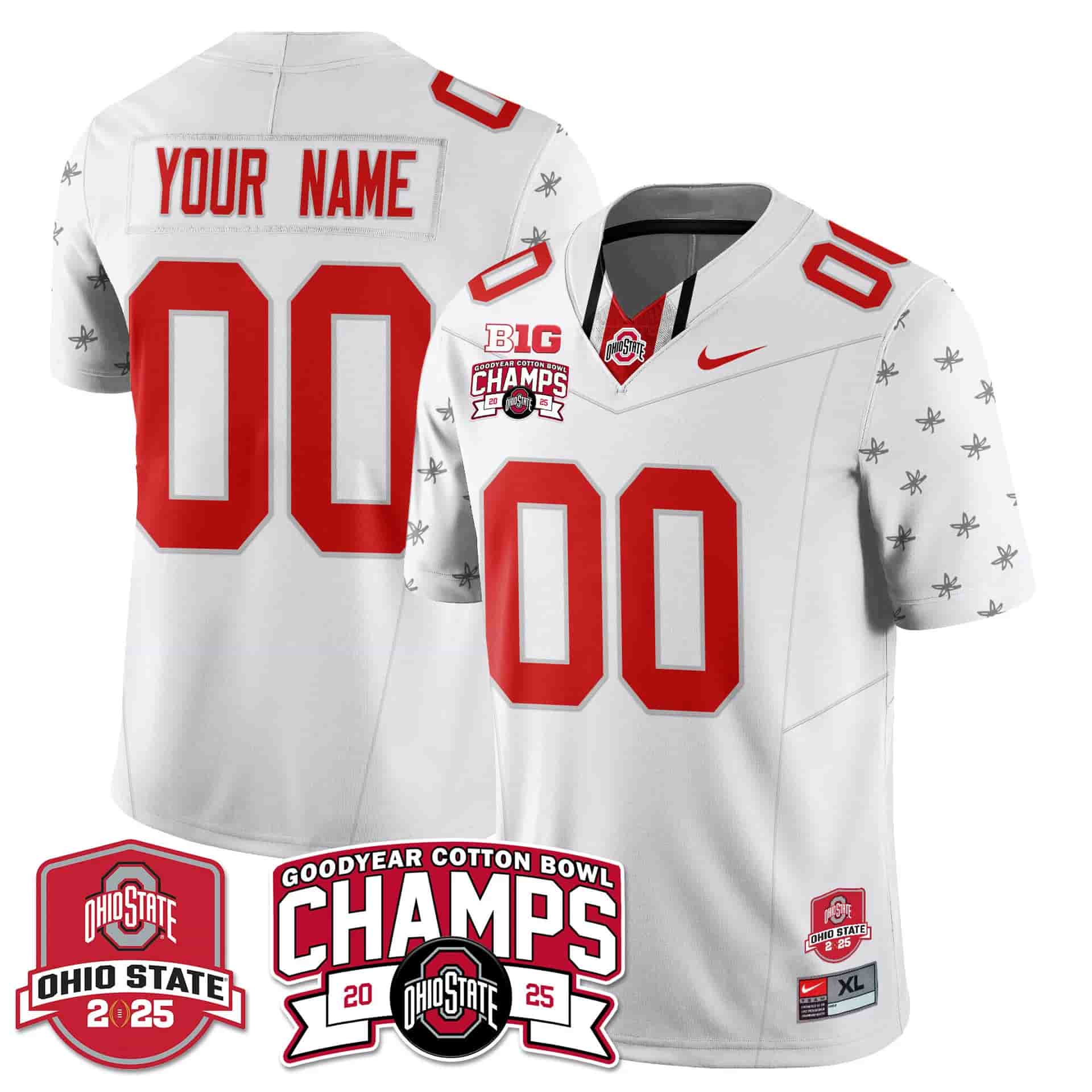 Custom GenderName Ohio State Buckeyes 2024 Cotton Bowl Champions Gold Jersey N5 - All Stitched White  Limited