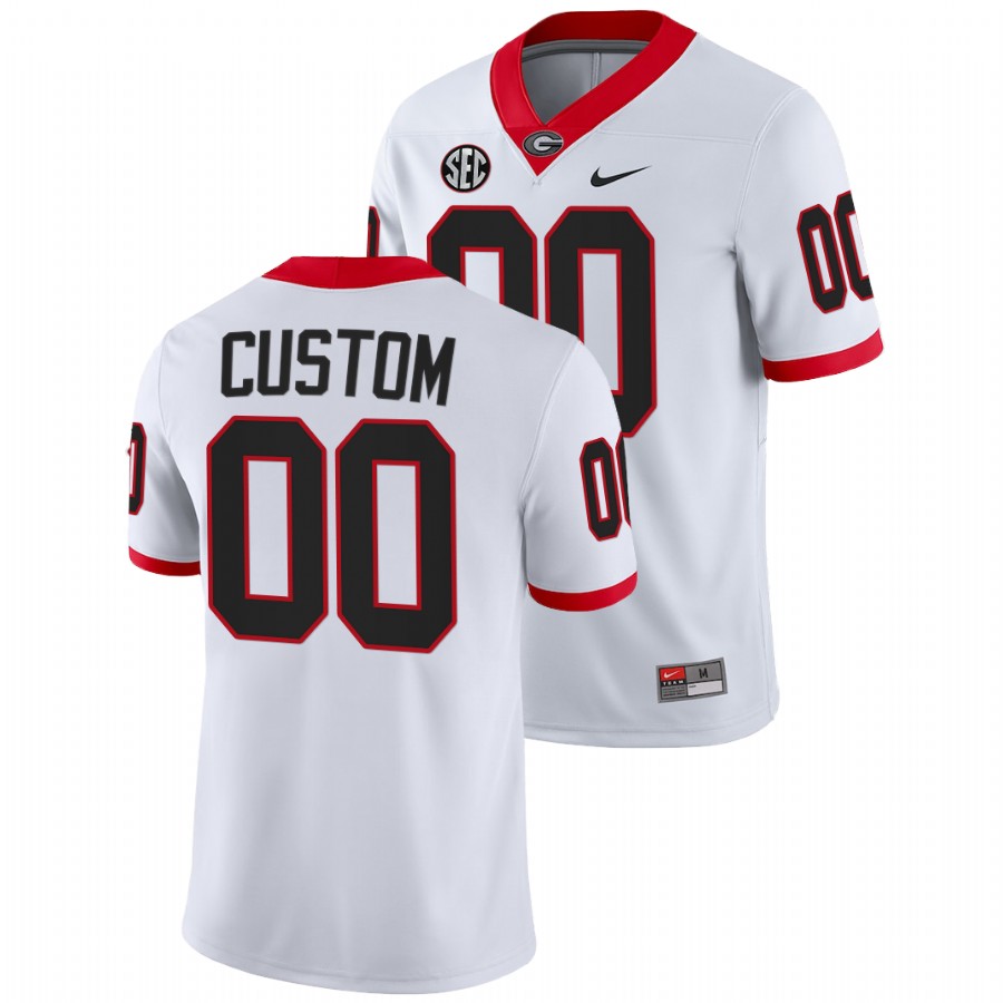 Custom Georgia Bulldogs White 2022 Block Number Font Football Jersey