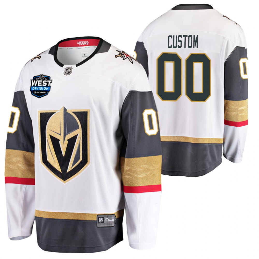 Custom Golden Knights 2021 West Division Patch Jersey White Away