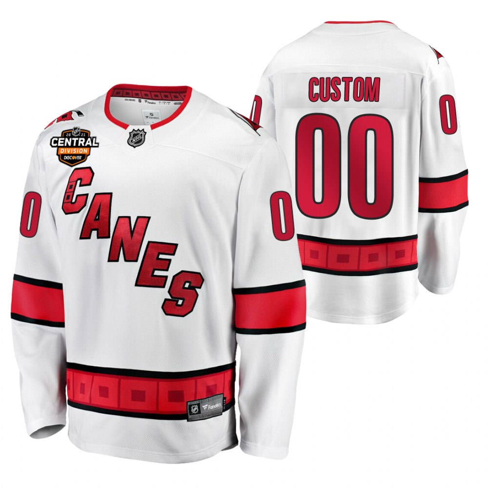 Custom Hurricanes 2021 Central Division Patch Jersey White Away