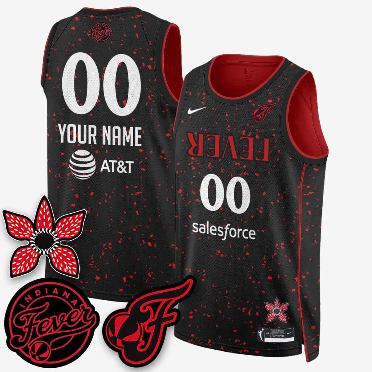 Custom Indiana Fever 'Stranger Things' Jersey - Stitched Black 2
