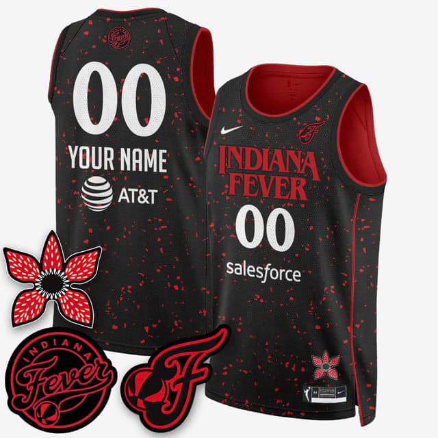 Custom Indiana Fever 'Stranger Things' Jersey - Stitched Black