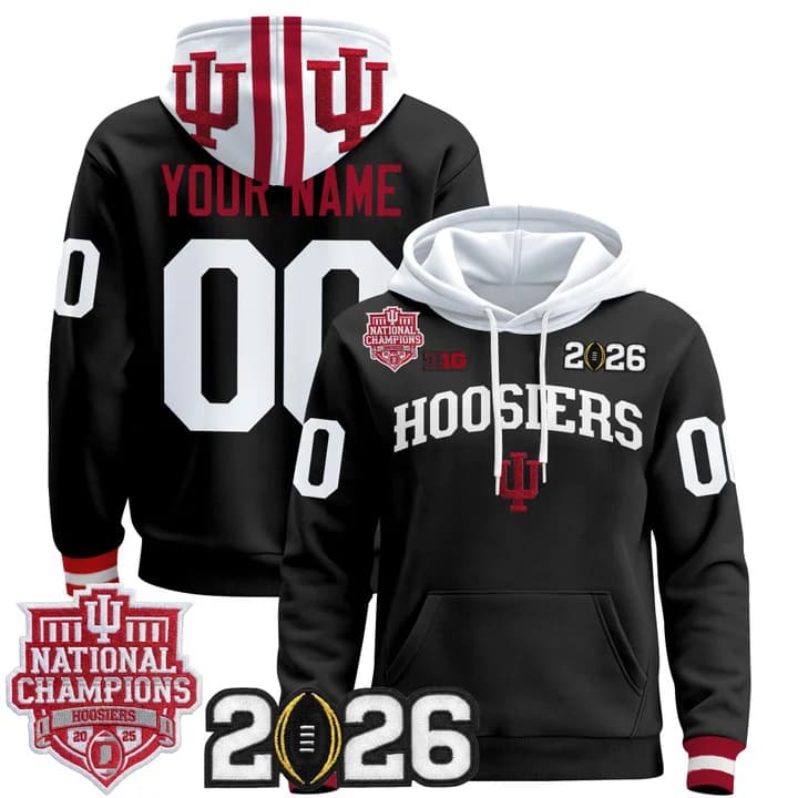 Custom Indiana Hoosiers 2025 National Champions & 2026 CFP  Final Patch Premium   Pullover  Hoodie V2 - All Stitched