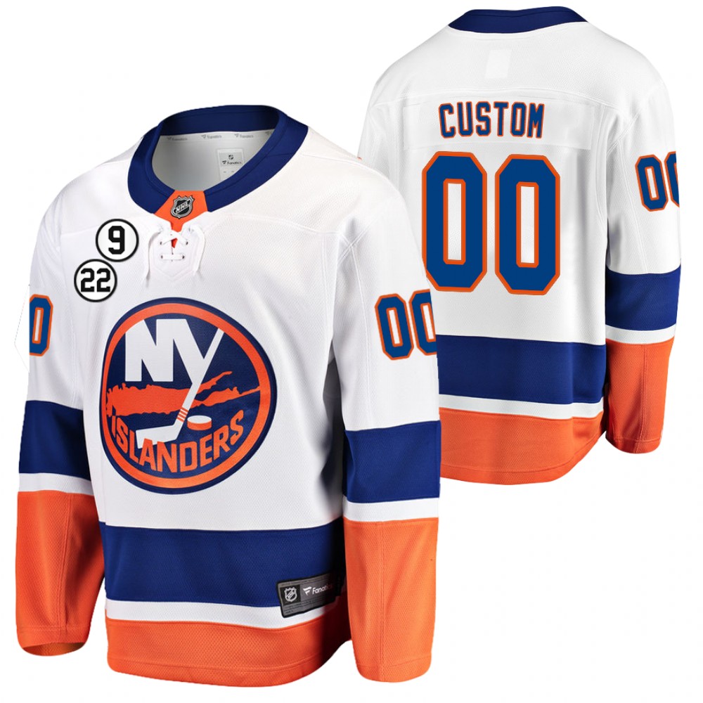 Custom Islanders NO.22 Patch Jersey White Honor Bossy