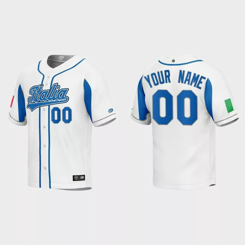 Custom Italy Baseball 2023 World Baseball Classic Jersey – White