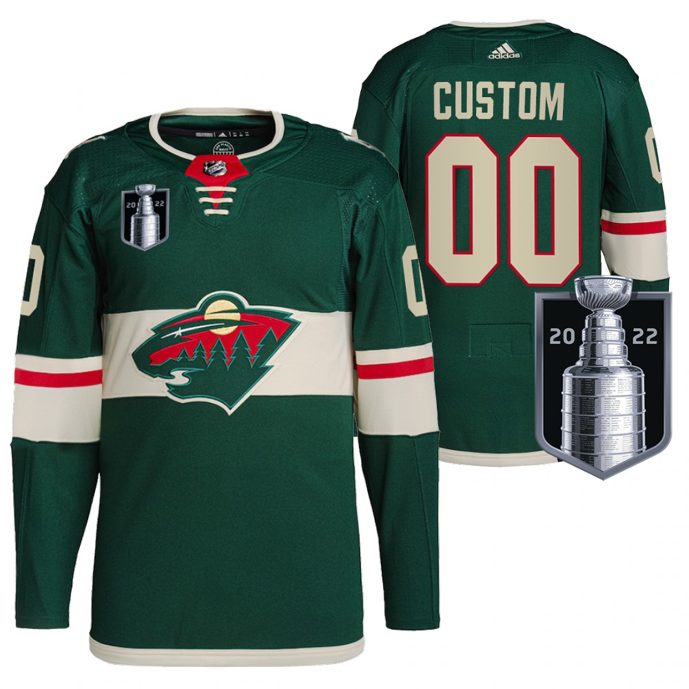 Custom Jersey Minnesota Wild 2022 Stanley Cup Playoffs Green Authentic Pro