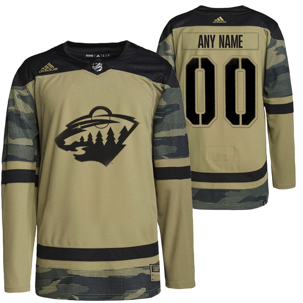 Custom Jersey Minnesota Wild Military Appreciation Camo Practice