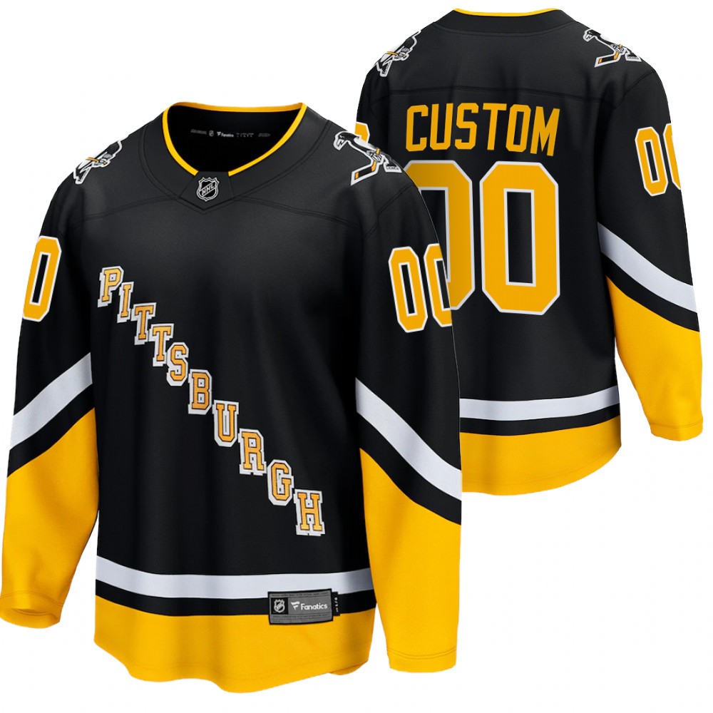 Custom Jersey Pittsburgh Penguins Alternate Black 2021-22 Premier Breakaway