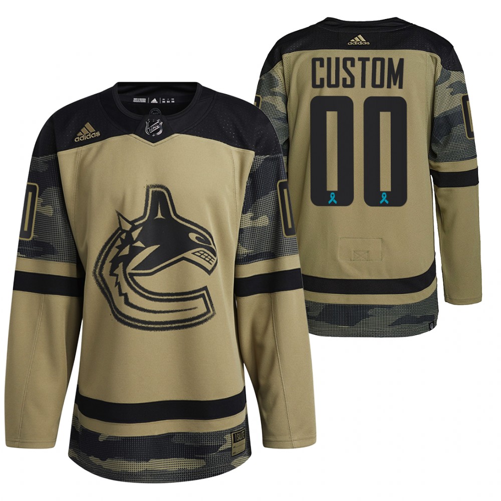 Custom Jersey Vancouver Canucks Canadian Armed Force Camo 2021 CAF Night