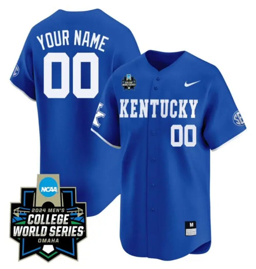 Custom Kentucky Wildcats Jersey 2024 College World Series Vapor Premier Limited NCAA Baseball Stitched Blue