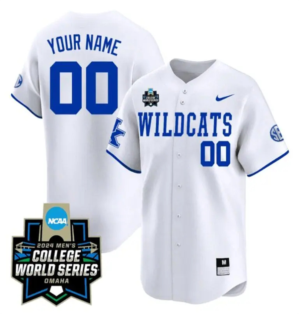 Custom Kentucky Wildcats Jersey 2024 College World Series Vapor Premier Limited NCAA Baseball Stitched Wildcats White