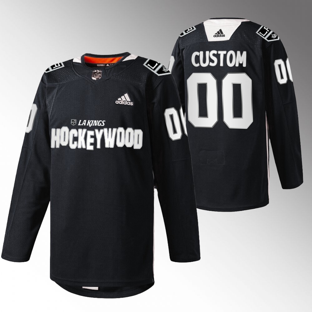 Custom LA Kings Hockey Wood Black Warm-Up Jersey