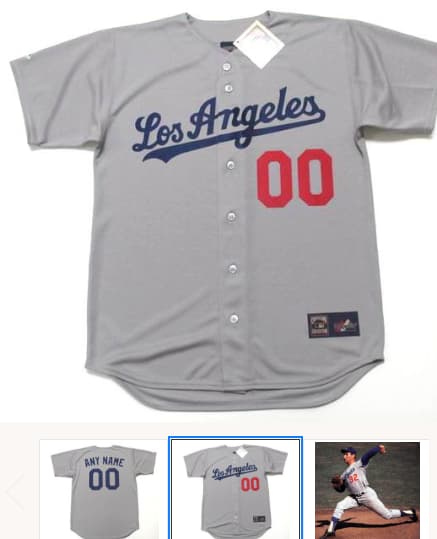 Custom LOS ANGELES DODGERS 1960's Majestic Throwback Away Jersey