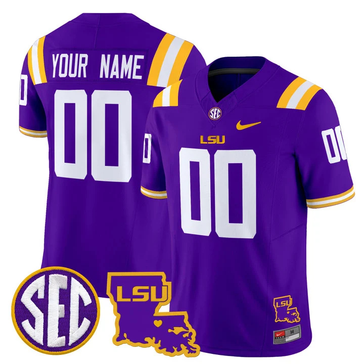 Custom LSU Tigers 2024 Louisiana Patch Vapor Limited Football  Jersey - All Stitched  PURPLE