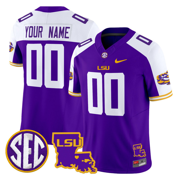 Custom LSU Tigers 2024 Louisiana Patch Vapor Limited Football  Jersey - All Stitched  PURPLE ALTERNATE