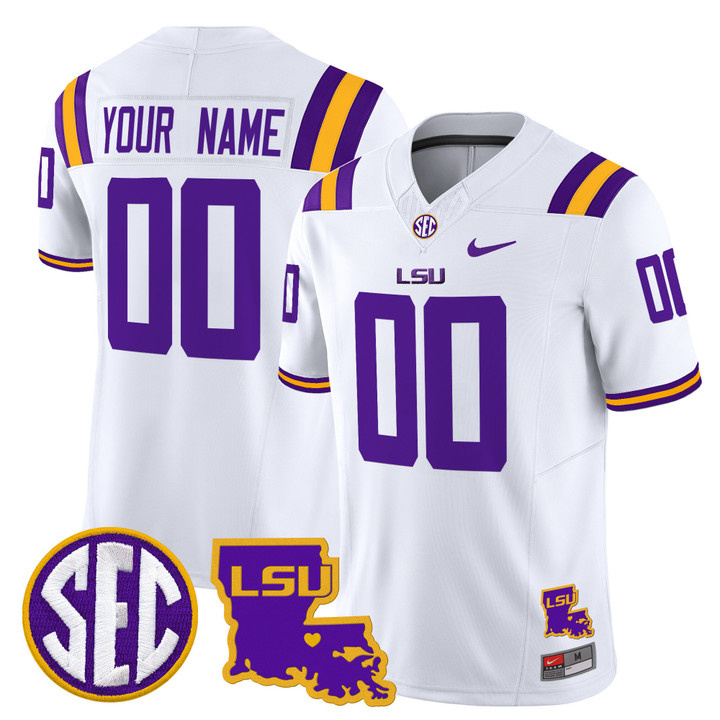 Custom LSU Tigers 2024 Louisiana Patch Vapor Limited Football  Jersey - All Stitched  WHITE