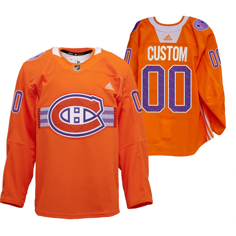 Custom Les Canadiens Indigenous Celebration Night Jersey Orange Warmup