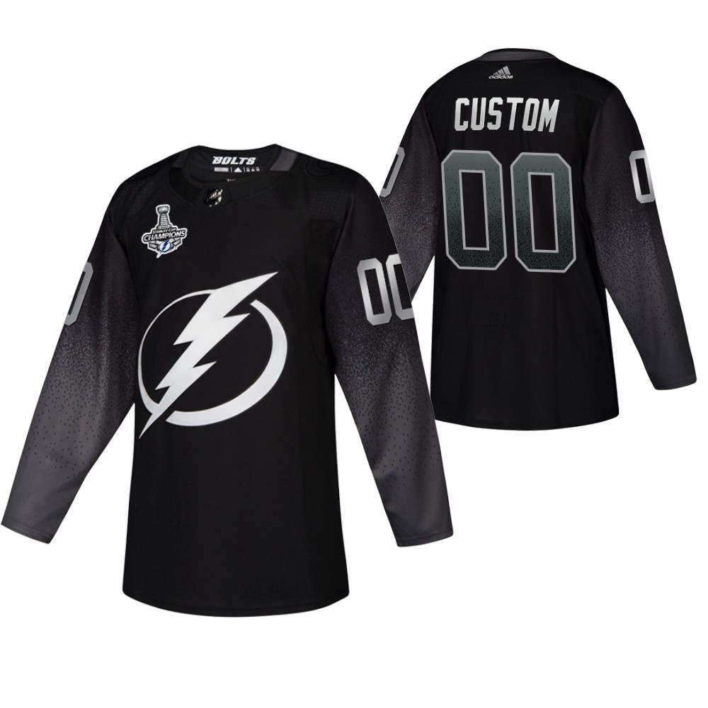 Custom Lightning 2020 Stanley Cup Champions Black Alternate Authentic Jersey