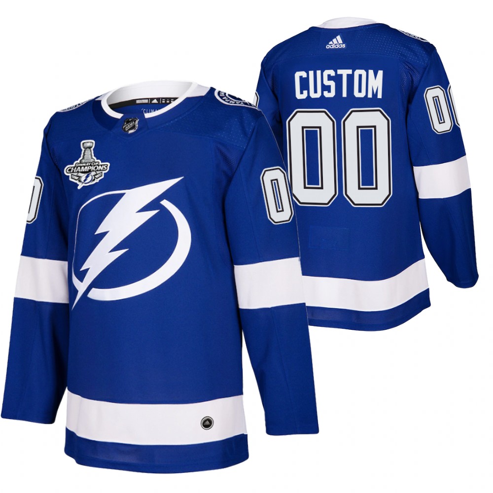Custom Lightning 2020 Stanley Cup Champions Blue Authentic Home Jersey
