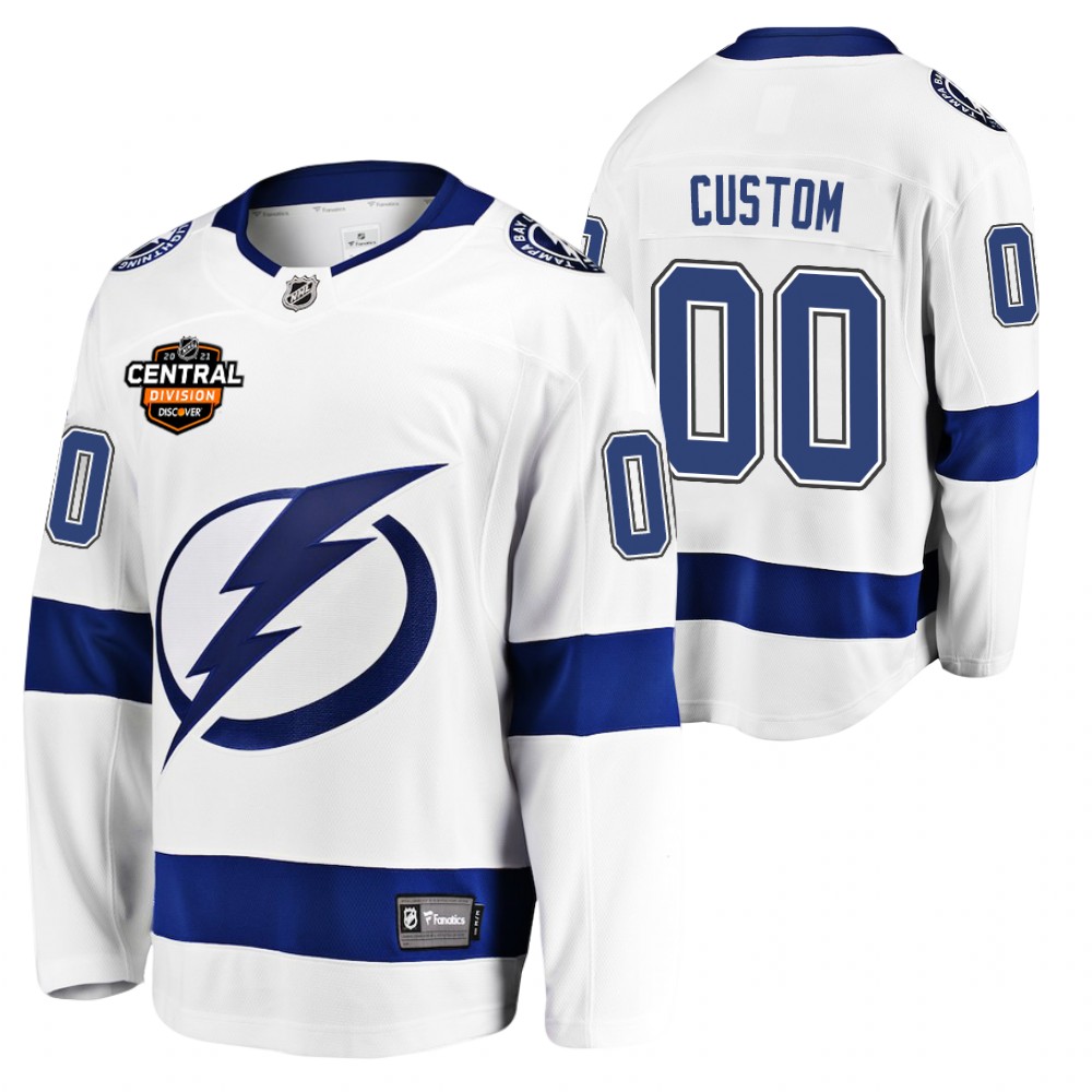 Custom Lightning 2021 Central Division Patch Jersey White Away