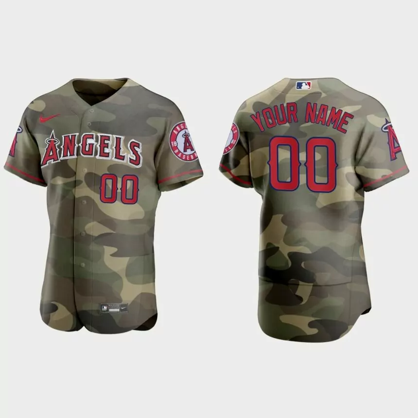 Custom Los Angeles Angels 2021 National Armed Forces Day Authentic Jersey – Camo