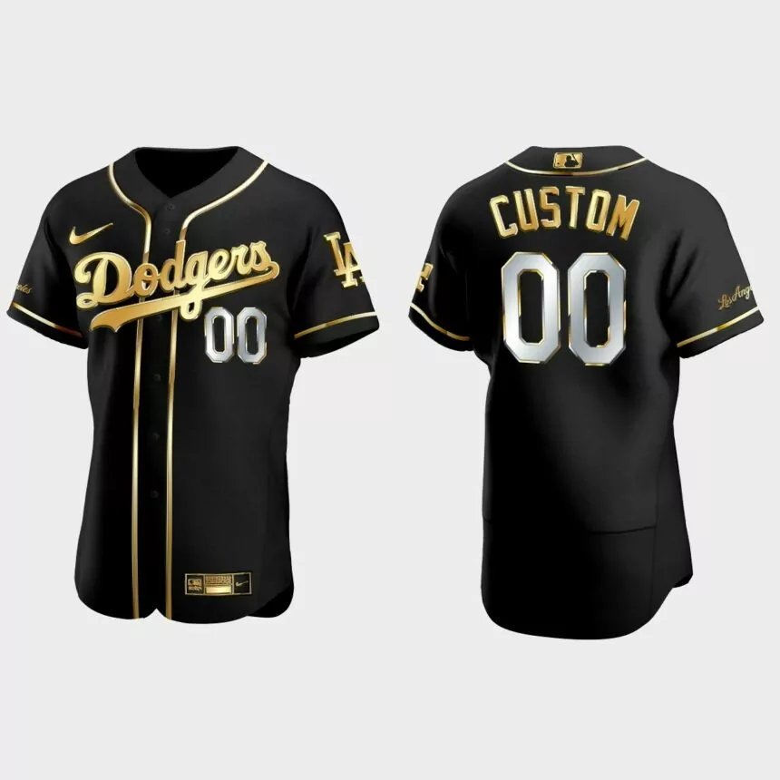 Custom Los Angeles Dodgers 2021 Gold Program Golden Authentic Jersey – Black
