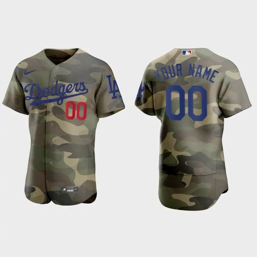 Custom Los Angeles Dodgers 2021 National Armed Forces Day Authentic Jersey – Camo
