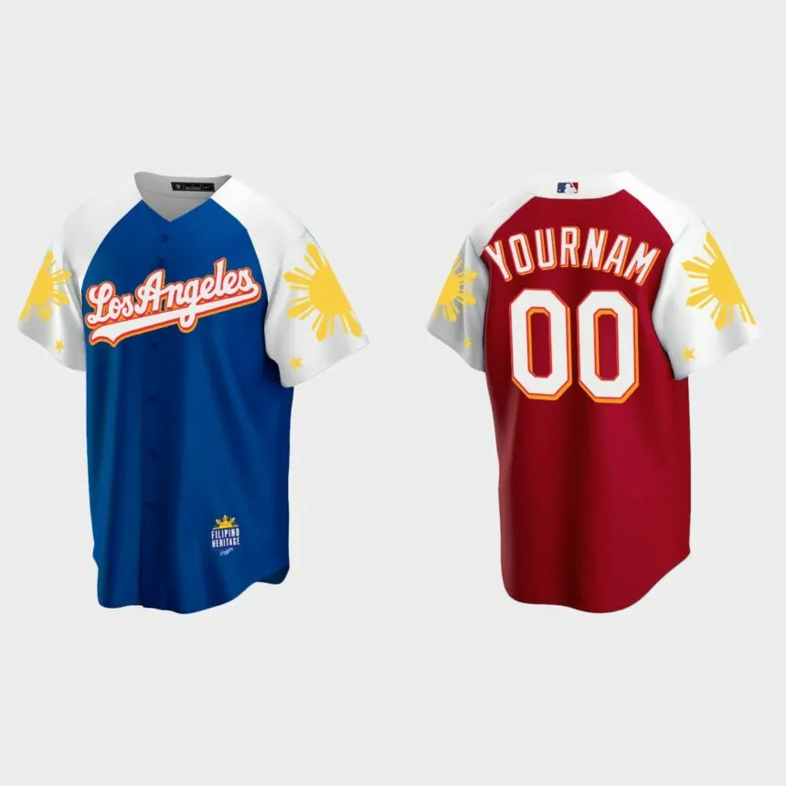 Custom Los Angeles Dodgers 2022 Filipino Heritage Night Jersey – Royal Red