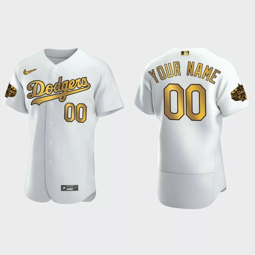Custom Los Angeles Dodgers 2022 MLB All-Star Game Jersey – White Gold