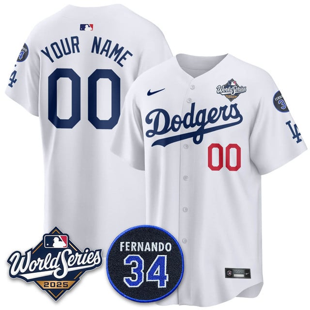 Custom Los Angeles Dodgers 2025 National League Champions Jersey - All Stitched White