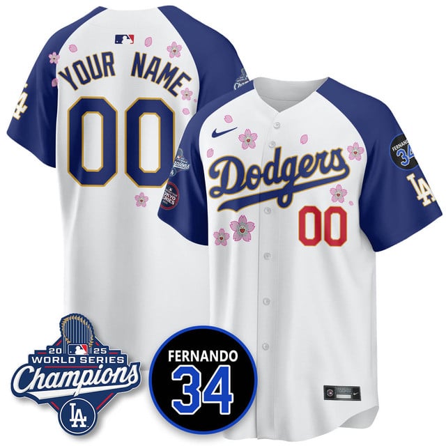 Custom Los Angeles Dodgers 2025 World Series Champions   Jersey - All Stitched Alternate