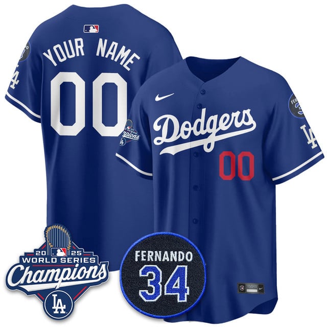 Custom Los Angeles Dodgers 2025 World Series Champions   Jersey - All Stitched Royal