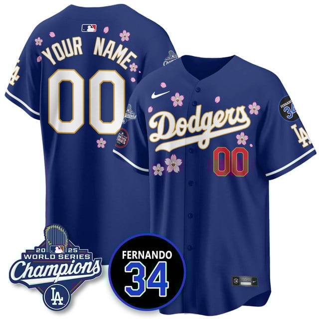 Custom Los Angeles Dodgers 2025 World Series Champions   Jersey - All Stitched Royal2