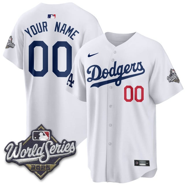 Custom Los Angeles Dodgers 2025 World Series Jersey - All Stitched White