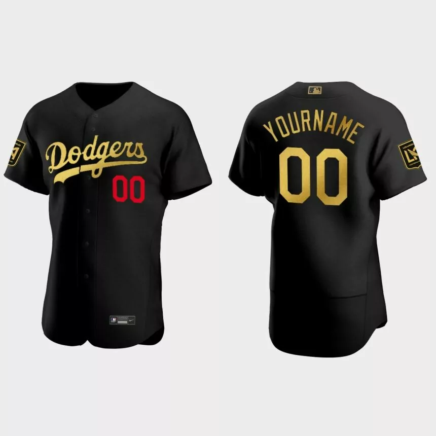 Custom Los Angeles Dodgers LAFC Night Authentic Jersey – Black