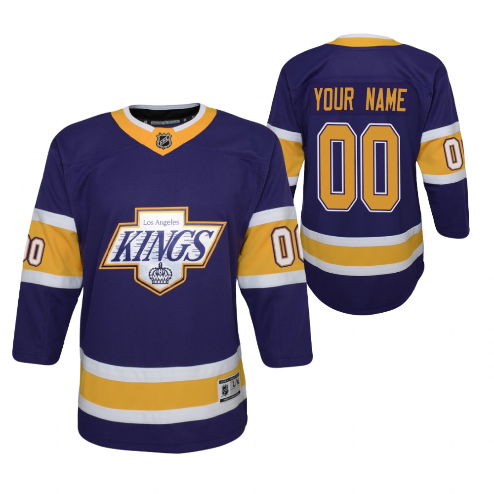 Custom Los Angeles Kings 2021 Reverse Retro Purple Youth Jersey Replica