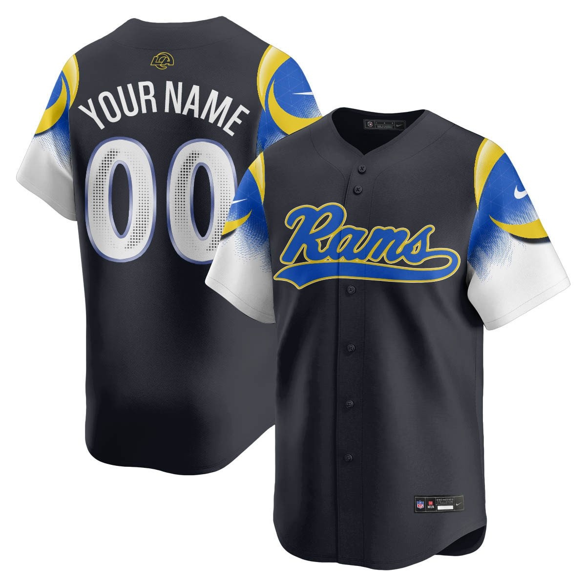 Custom Los Angeles Rams Rivalry Series Baseball Jersey - All Stitched Alternate