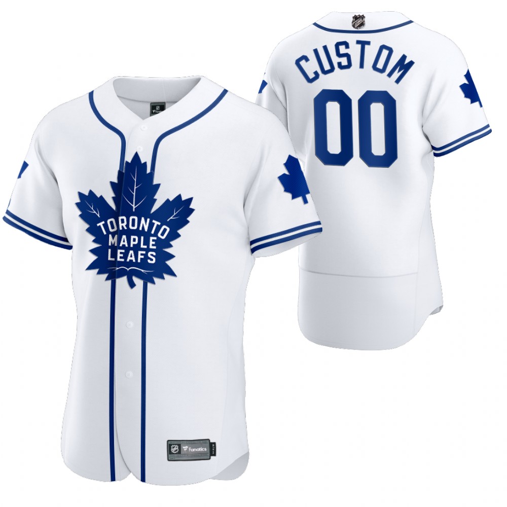 Custom Maple Leafs 2020 NHL X MLB Crossover Baseball Jersey White