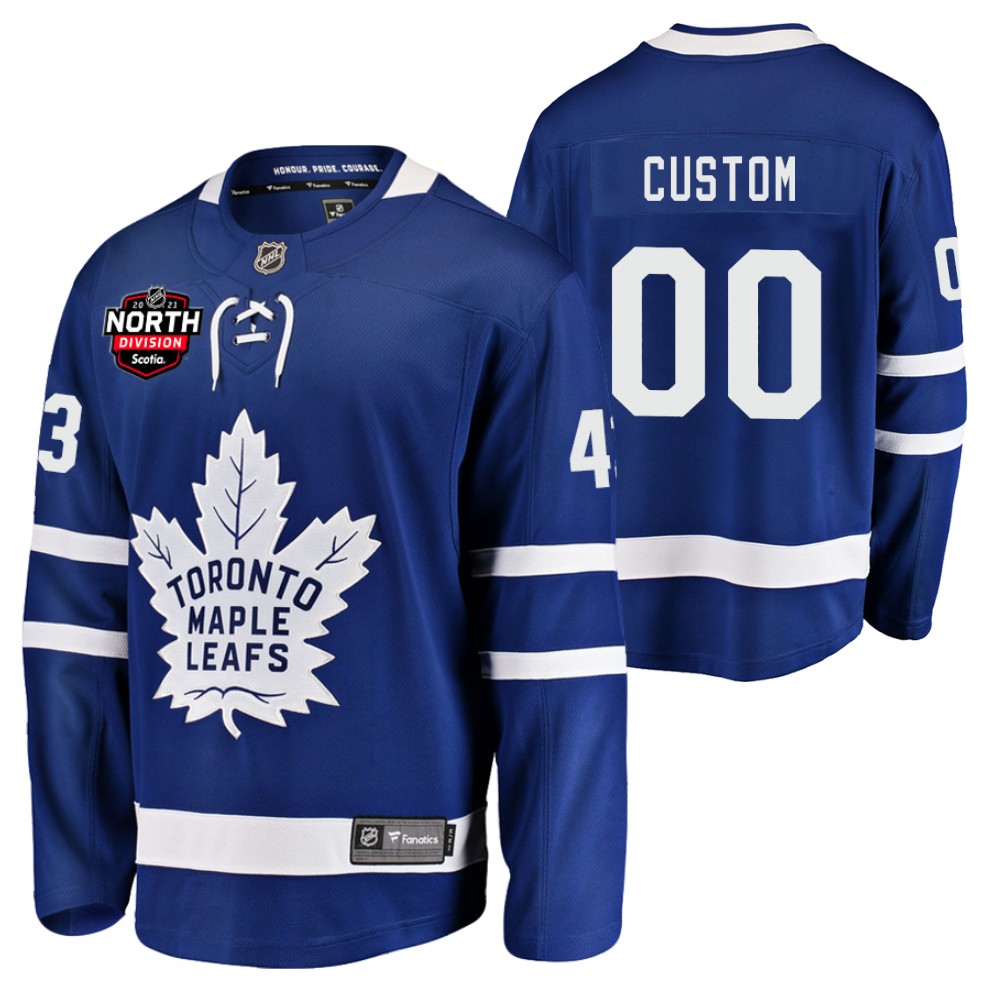 Custom Maple Leafs 2021 North Division Patch Jersey Blue Home