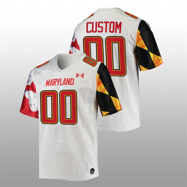 Custom Maryland Terrapins White 2022-23 College Football Replica Jersey Men's Jersey Maryland Terrapins Custom College Football White Replica Jersey