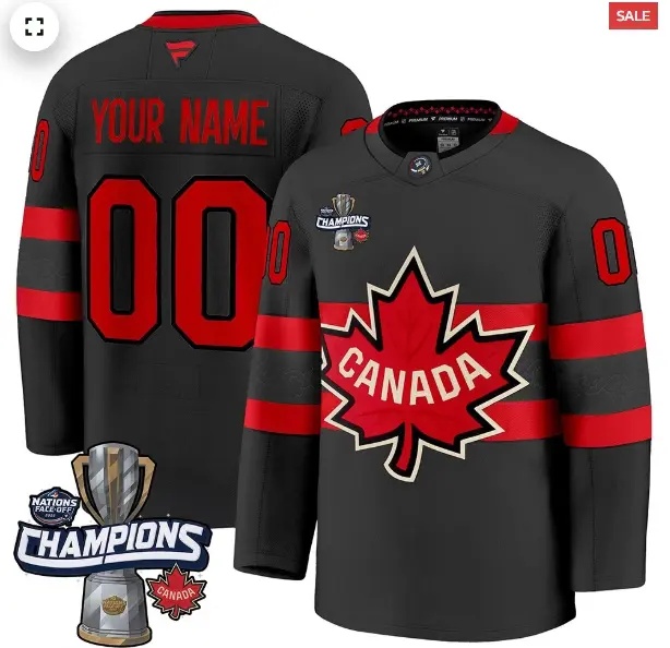 Custom Men's Canada 2025 4 Nations Face-Off Champions Jersey - All Stitched  Black