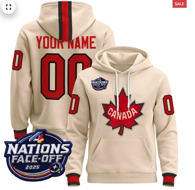Custom Men's Canada 4 Nations Face-Off 2025 Pullover Hoodie - All Stitched