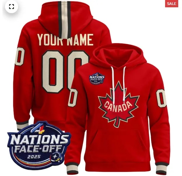 Custom Men's Canada 4 Nations Face-Off 2025 Pullover Hoodie - All Stitched red