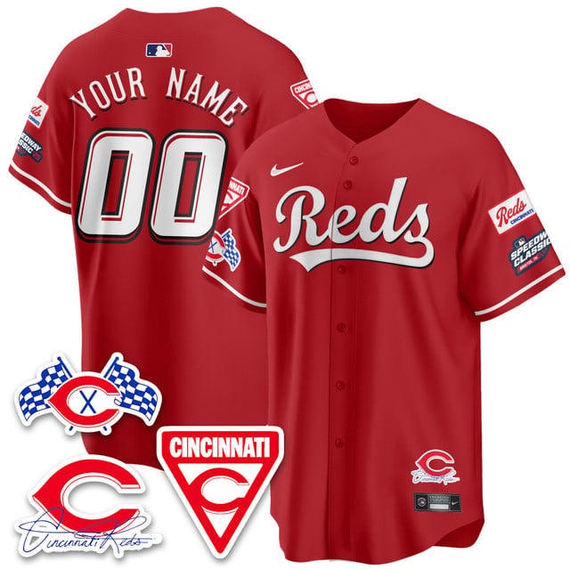 Custom Men's Cincinnati Reds 2025 Speedway Limited Jersey V2 - All Stitched Red