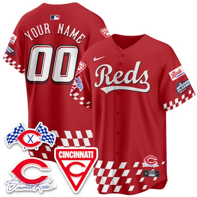 Custom Men's Cincinnati Reds 2025 Speedway Limited Jersey V2 - All Stitched Red1