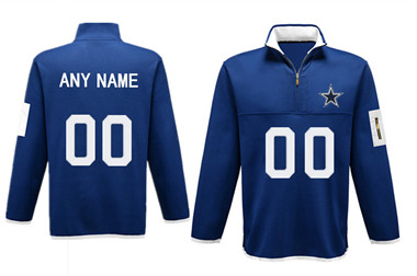 Custom Men's Dallas Cowboys Antigua Charcoal Fortune Sweater Knit Microfleece Quarter-Zip Pullover Jacket