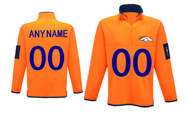 Custom Men's Denver Broncos Antigua Charcoal Fortune Sweater Knit Microfleece Quarter-Zip Pullover Any players Jacket