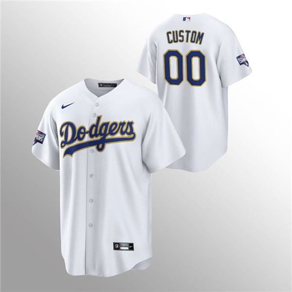 Custom Men's Dodgers  White 2021 Gold Program Jersey